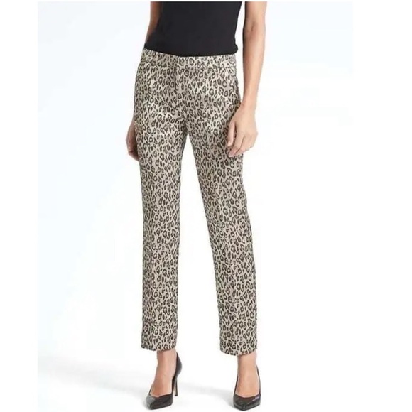 Banana Republic Avery Metallic leopard Straight Leg Pants - Picture 1 of 12